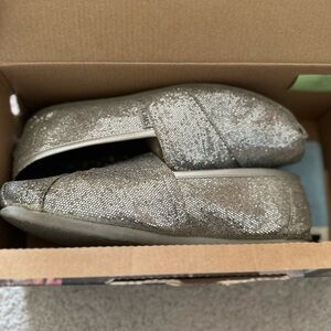 TOMS Silver Glitter Shoes